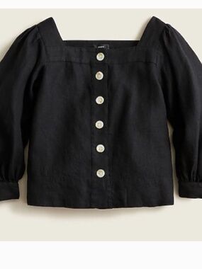 J Crew Square-neck button-front linen top  - small